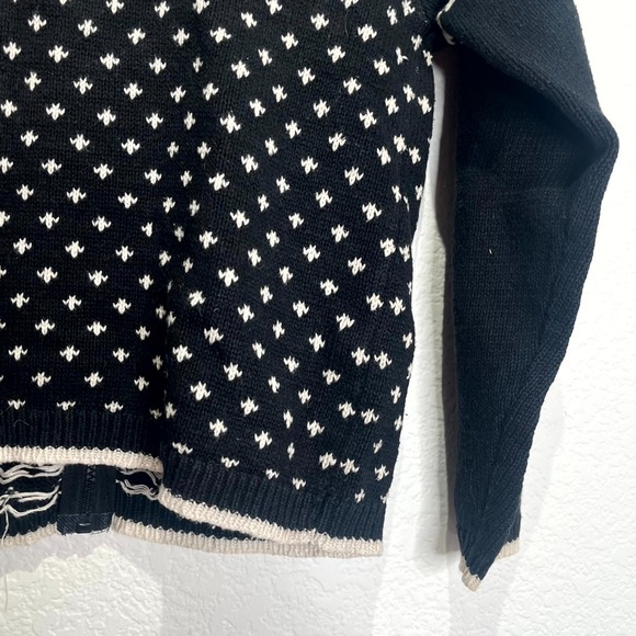 SML Sport Cardigan Sweater Womens Medium Black White Fair Isle Snowflake Zip Up - Picture 13 of 14